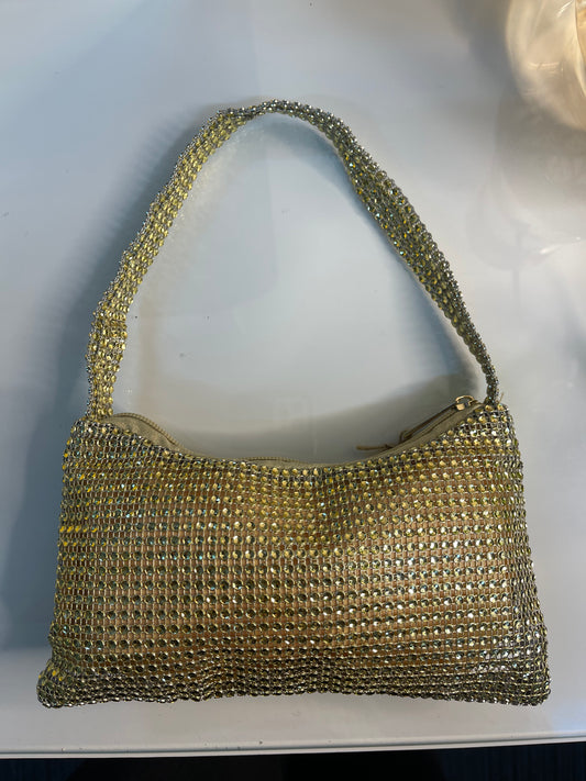 Gold diamanté bag