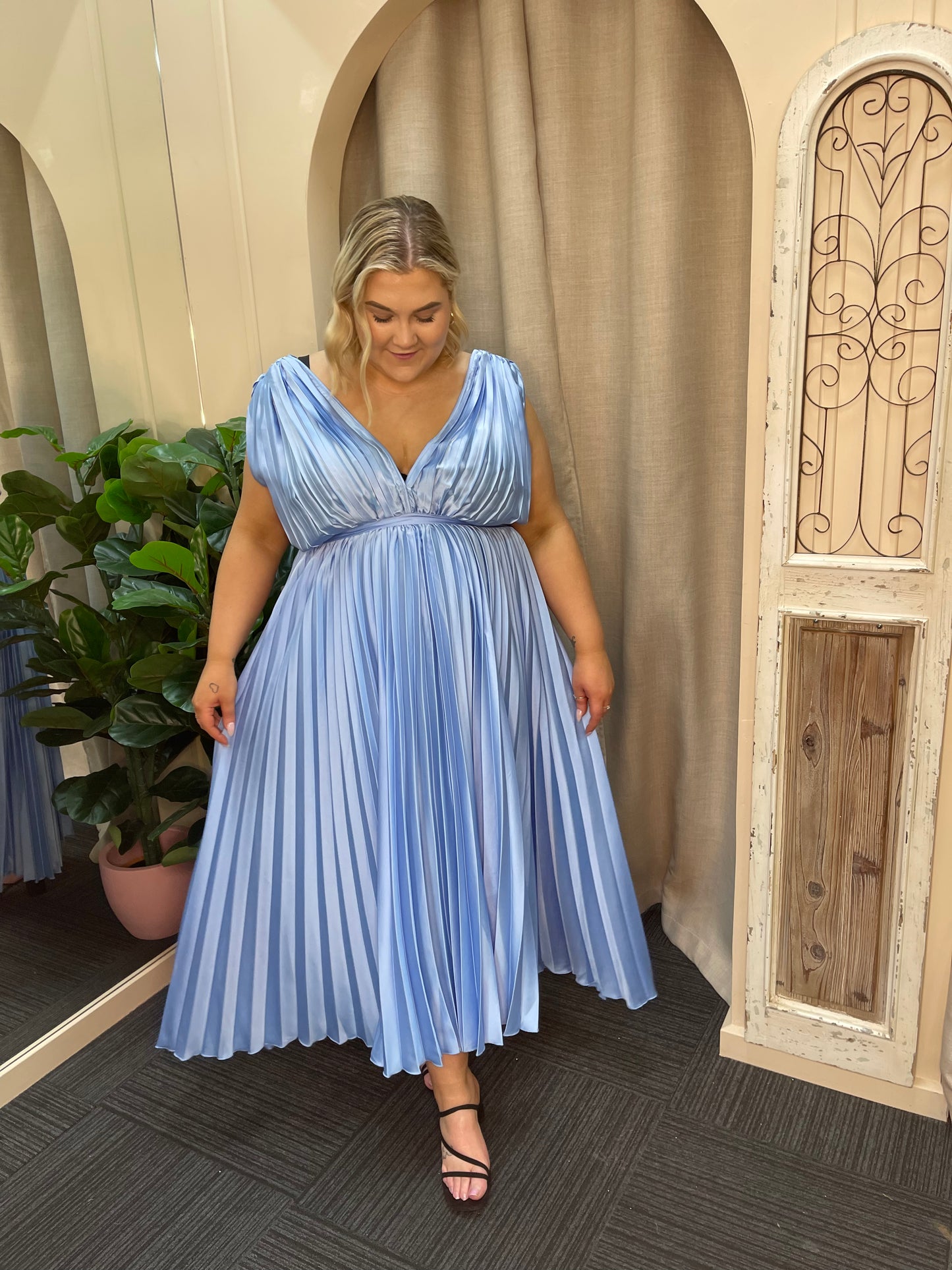 Something For Sarah blue satin maxi