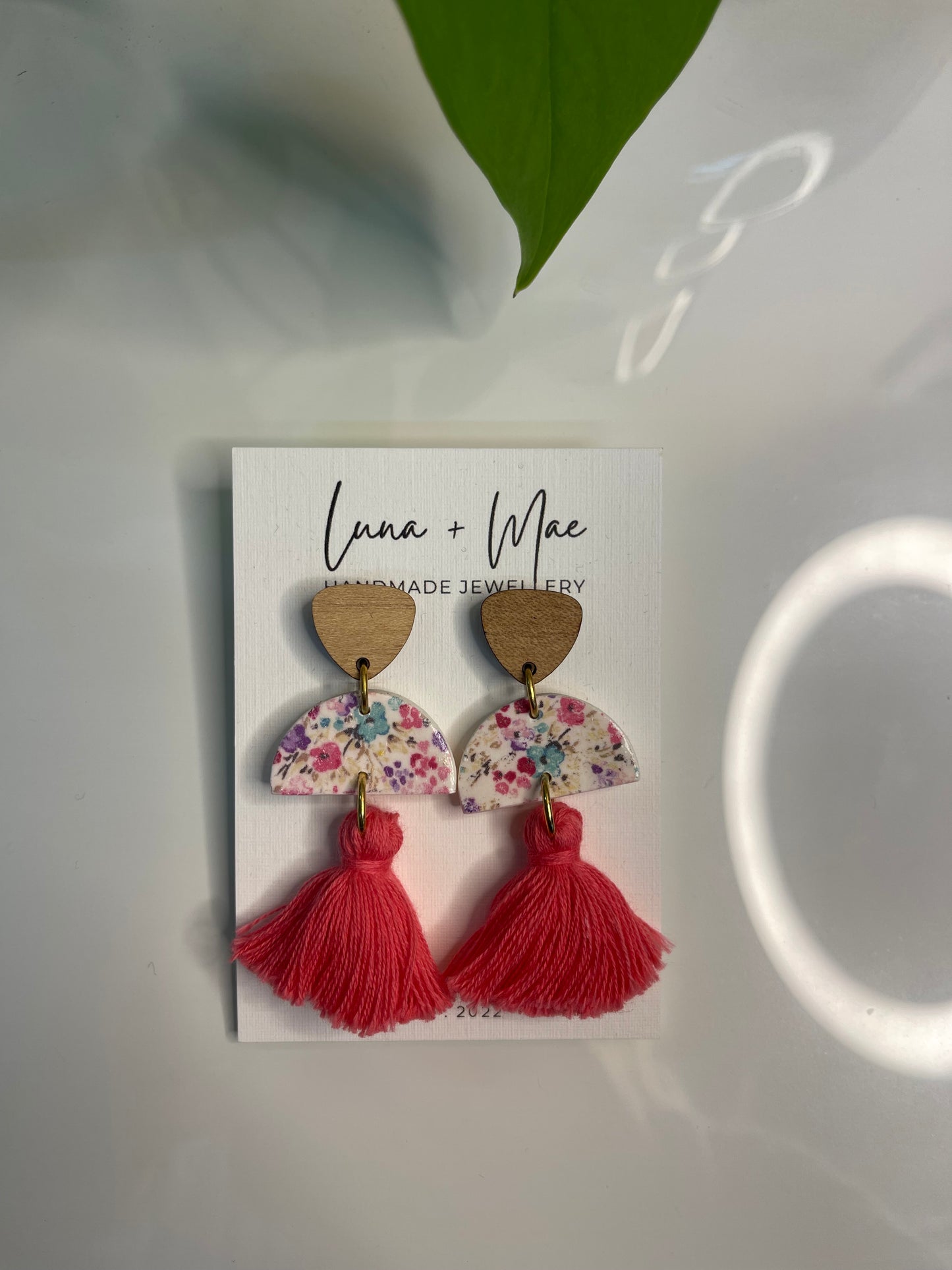 Pink Spring Tassel dangle earrings