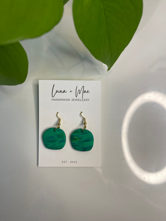 Green matte dangle earring