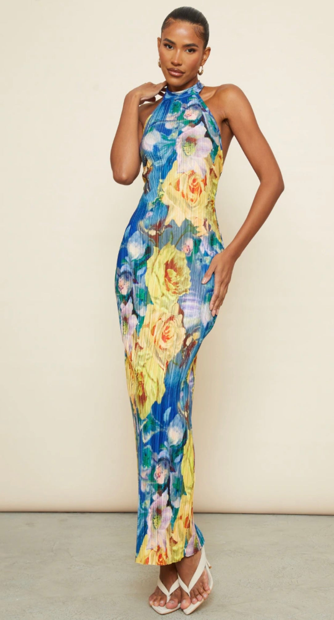 Pretty Little Thing yellow floral maxi - 14