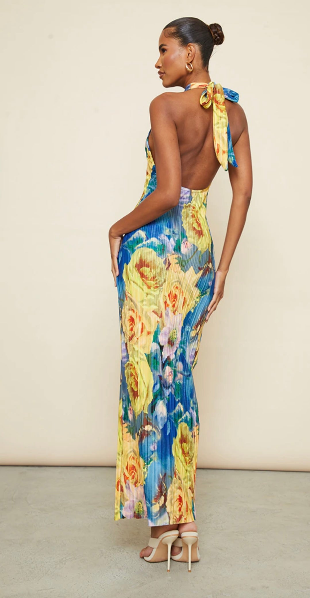 Pretty Little Thing yellow floral maxi - 14