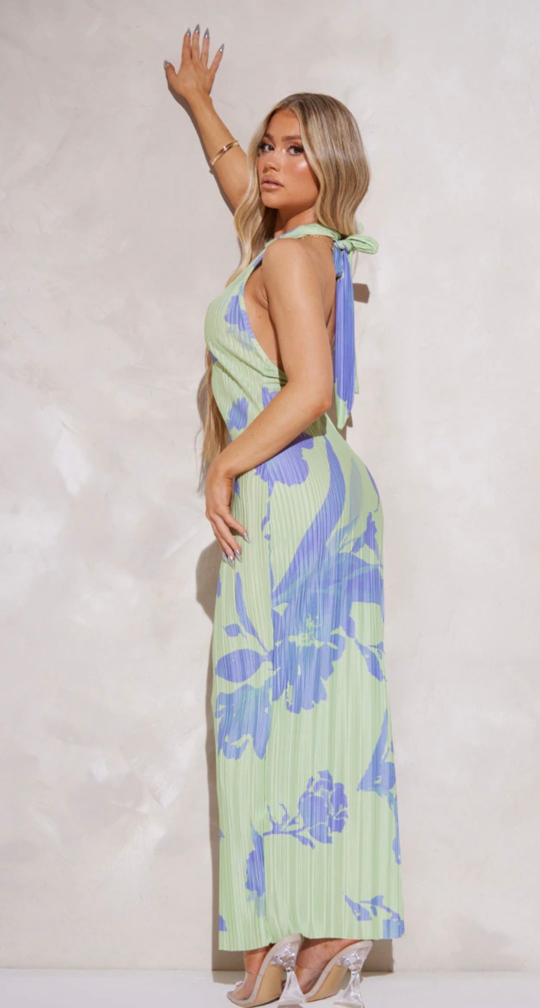 Pretty Little Thing green floral maxi - 6